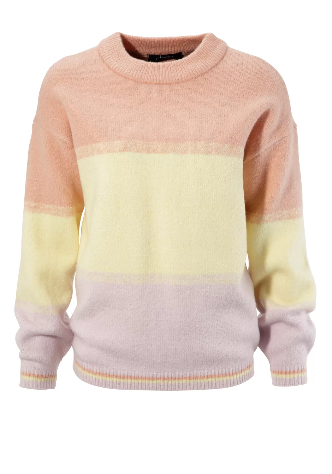 Aniston CASUAL Rundhalspullover, im pastellfarbenen Colorblocking mit leich günstig online kaufen