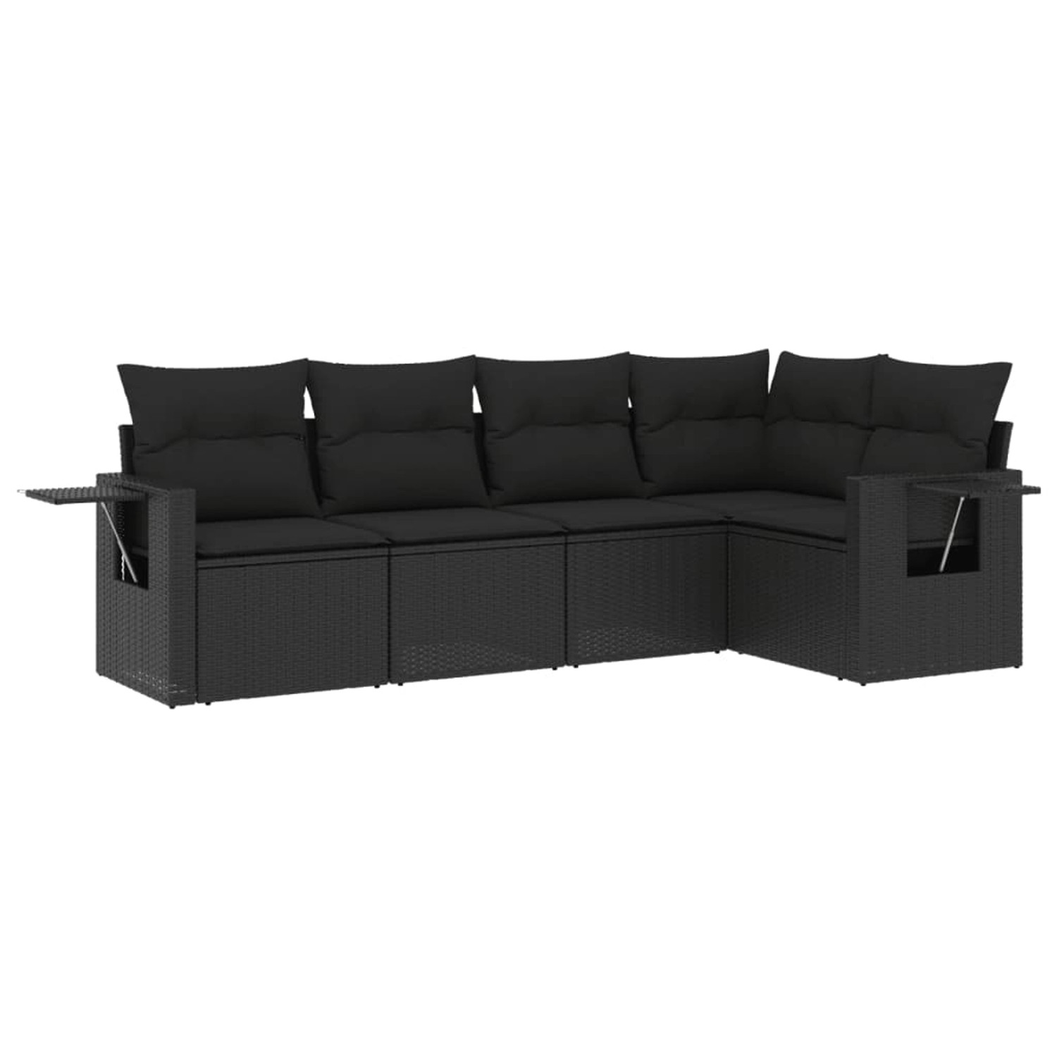 vidaXL 5-Tlg Garten-Sofagarnitur mit Kissen Schwarz Poly Rattan 3220124 günstig online kaufen