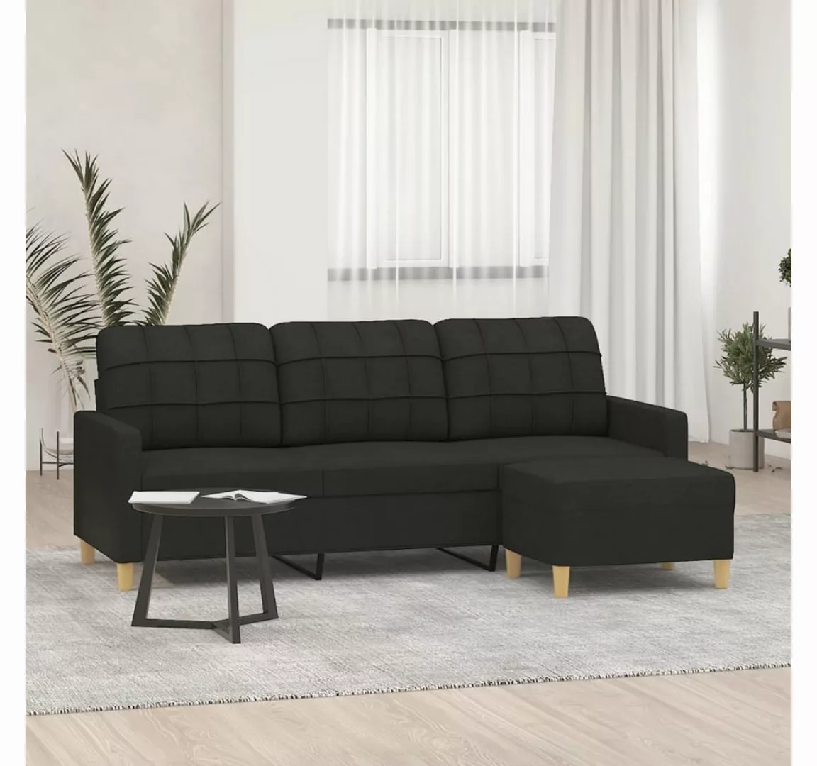 vidaXL Sofa 3-Sitzer Sofa mit Hocker verschiedene Farben, Dunkelgrau günstig online kaufen