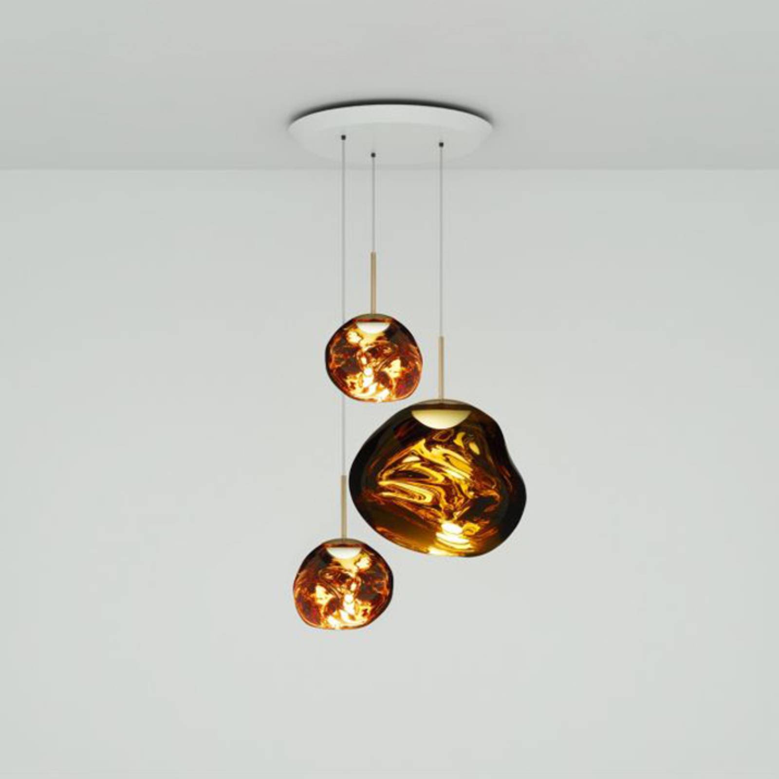 Tom Dixon Melt Trio Round Pendellampe 3fl gold günstig online kaufen