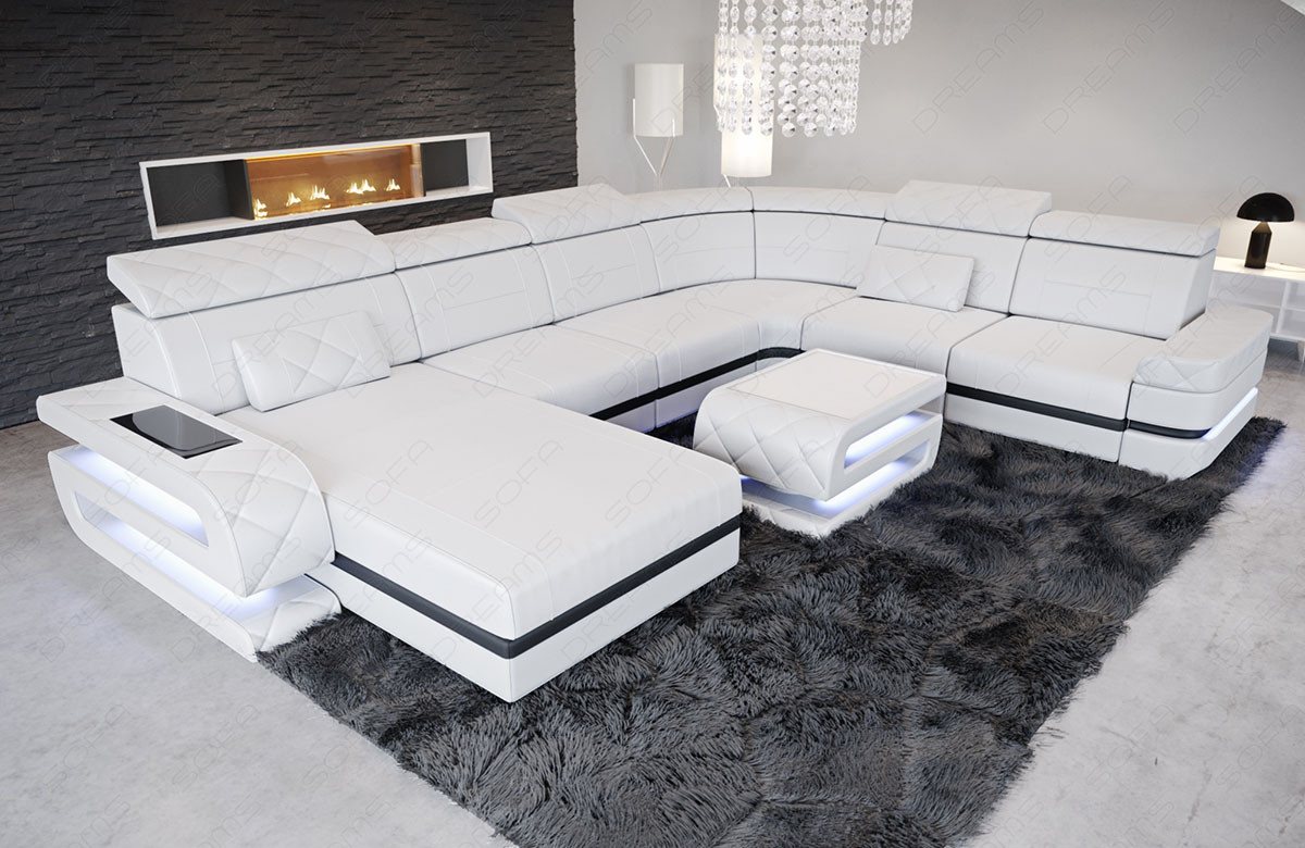 Sofa Dreams Wohnlandschaft XXL Ledersofa Bologna U Form Mini, Designersofa, günstig online kaufen