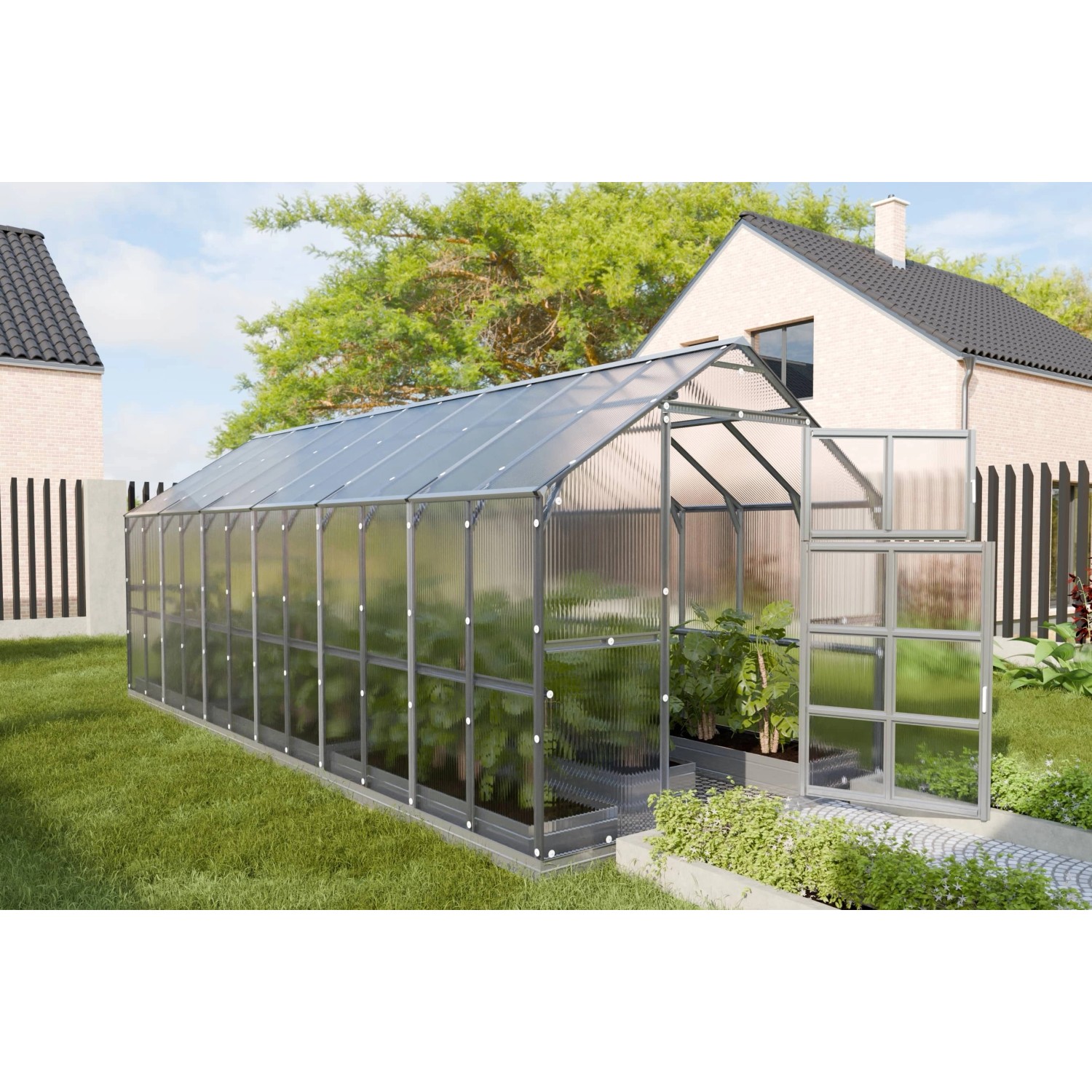 Klasika Greenhouses House KLASIKA Gewächshaus 14.38m², 2.35m x 6.12m mit 6 günstig online kaufen
