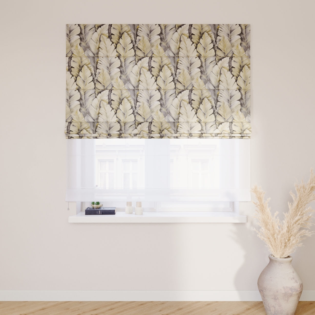 Dekoria Doppelraffrollo Duo, grau-gelb, 120 x 150 cm günstig online kaufen