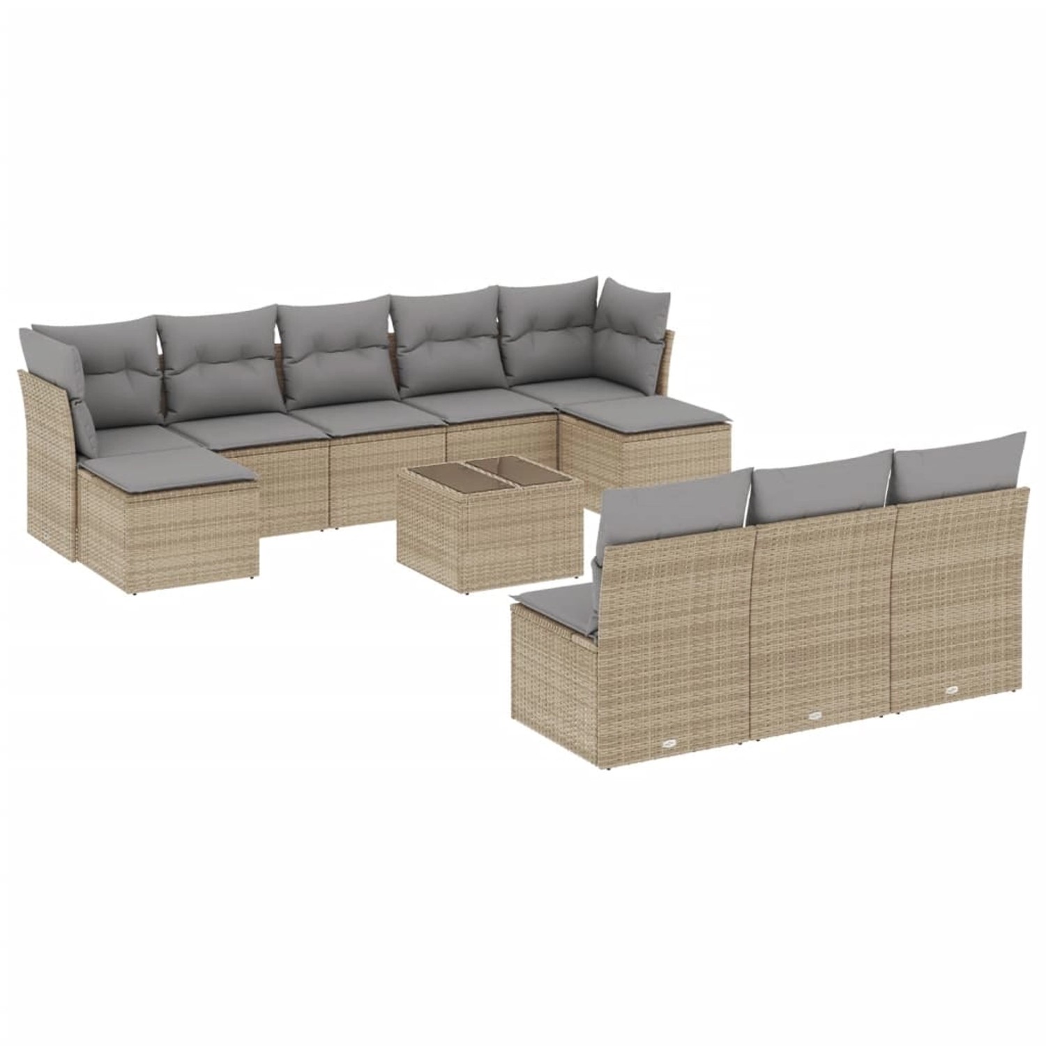 vidaXL 11-Tlg Garten-Sofagarnitur mit Kissen Beige Poly Rattan 3218299 günstig online kaufen