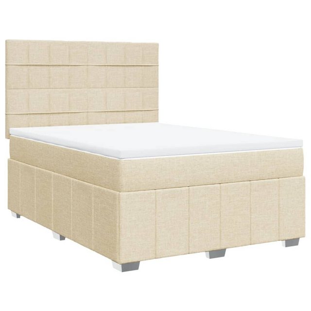 vidaXL Bett Boxspringbett mit Matratze Creme 140x190 cm Stoff günstig online kaufen