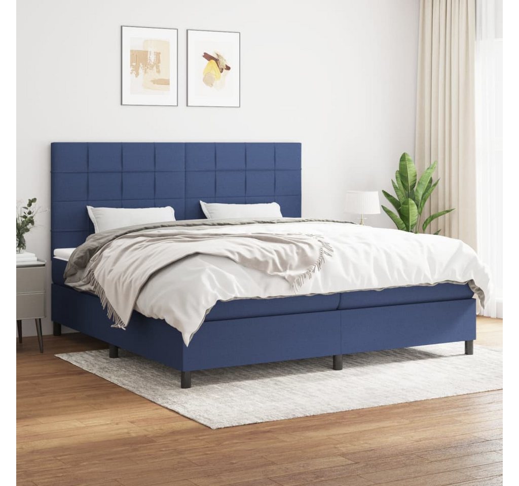 vidaXL Boxspringbett Boxspringbett mit Matratze Blau 200x200 cm Stoff Bett günstig online kaufen