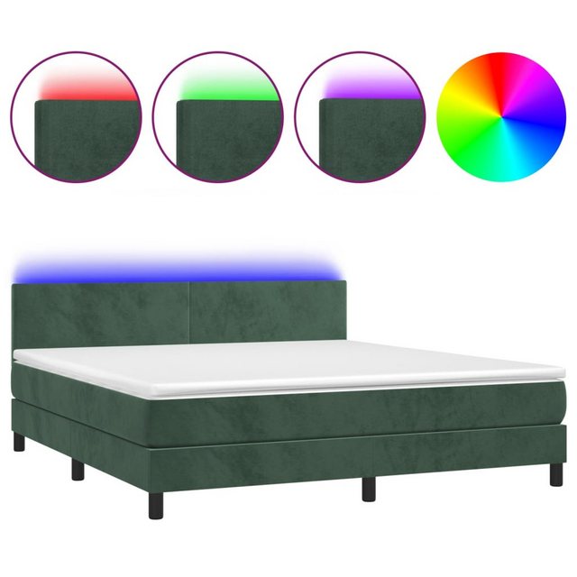 vidaXL Boxspringbett Boxspringbett mit Matratze LED Dunkelgrün 160x200 cm S günstig online kaufen