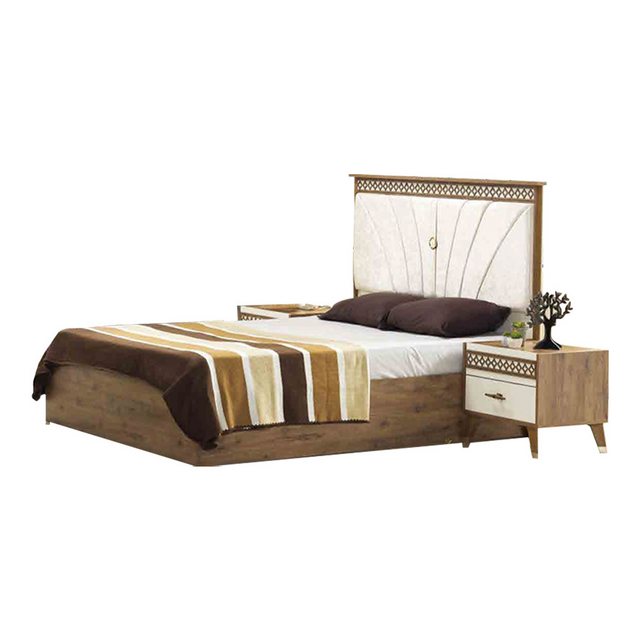 JVmoebel Bett Doppelbett Bett Schlafzimmerbett Holzbett Braun Bettrahmen Sc günstig online kaufen