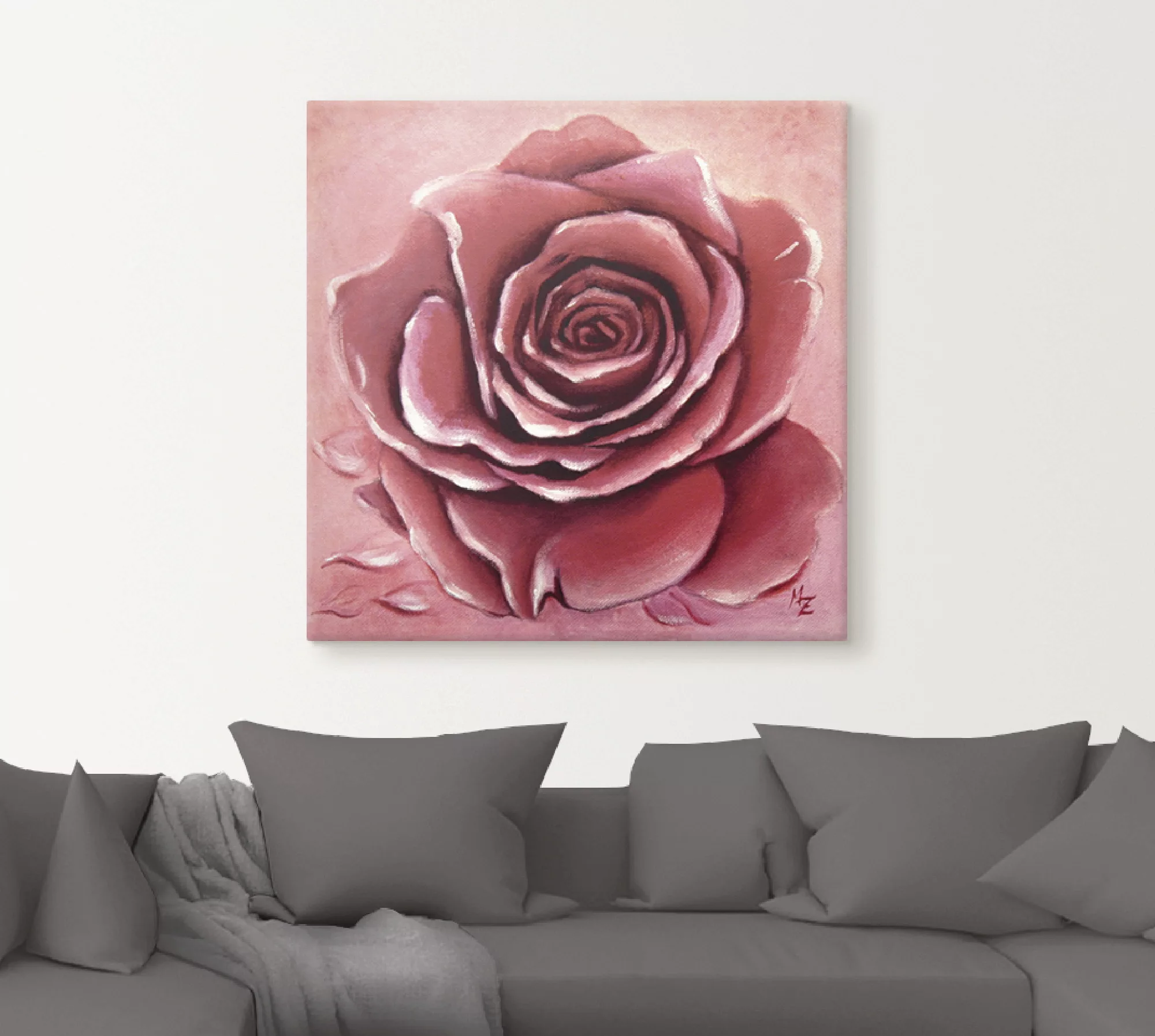 Artland Wandbild "Rote Rose handgemalt", Blumen, (1 St.), als Alubild, Outd günstig online kaufen