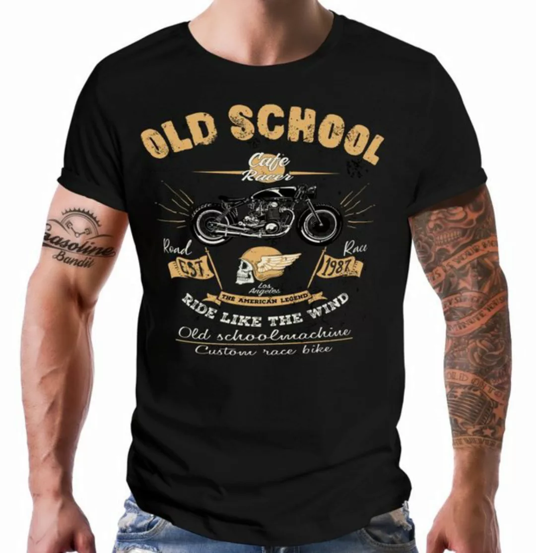 GASOLINE BANDIT® T-Shirt für Biker: Old School Ride Like The Wind günstig online kaufen