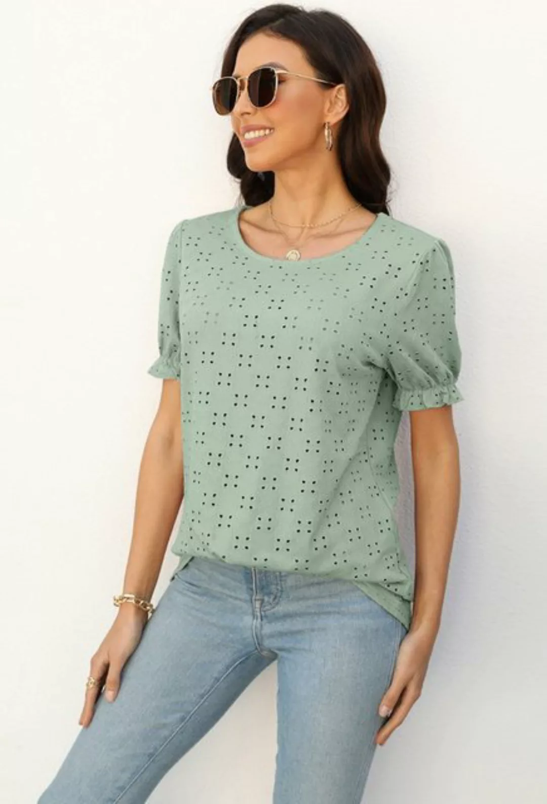 SEGUEN T-Shirt Hohles Kurzarm-Damenoberteil (Lässiger und vielseitiger, mod günstig online kaufen