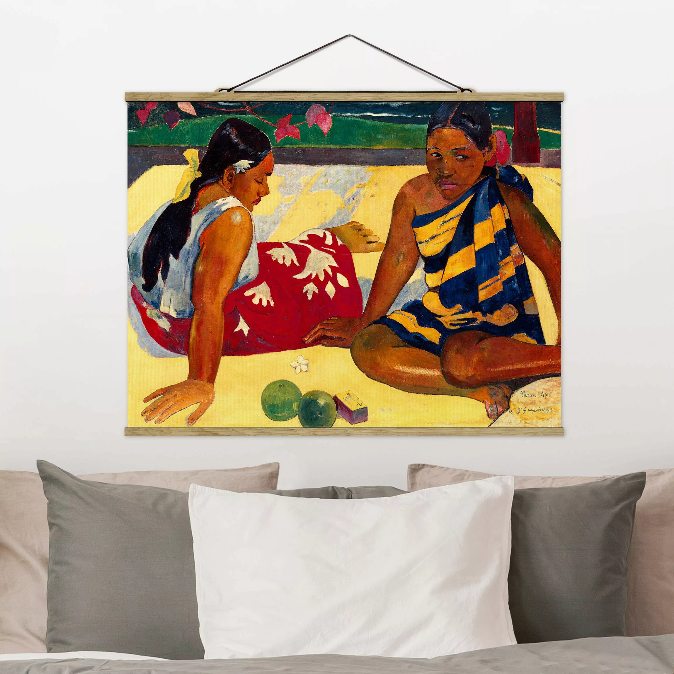 Stoffbild Kunstdruck mit Posterleisten - Querformat Paul Gauguin - Frauen v günstig online kaufen