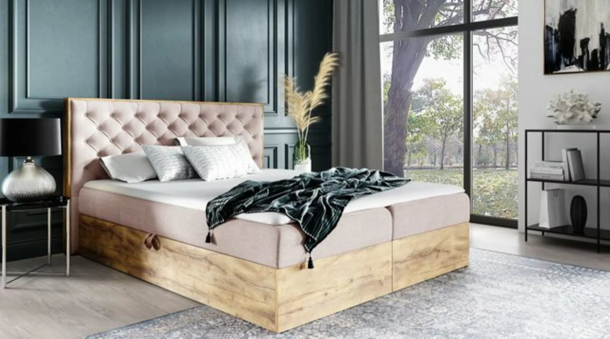 Luxusbetten24 Holzbett Designer Holzbett Neola, mit Stauraum günstig online kaufen