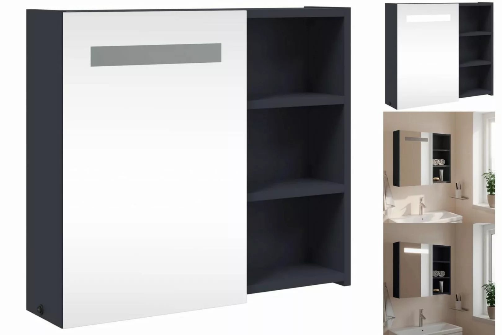 vidaXL Spiegelschrank Spiegelschrank mit LED-Beleuchtung Grau 60x13x52 cm günstig online kaufen