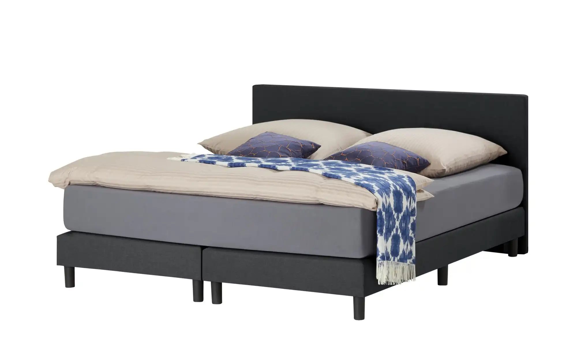 Boxspringbett  Cisano ¦ schwarz ¦ Maße (cm): B: 140 H: 91 Betten > Einzelbe günstig online kaufen