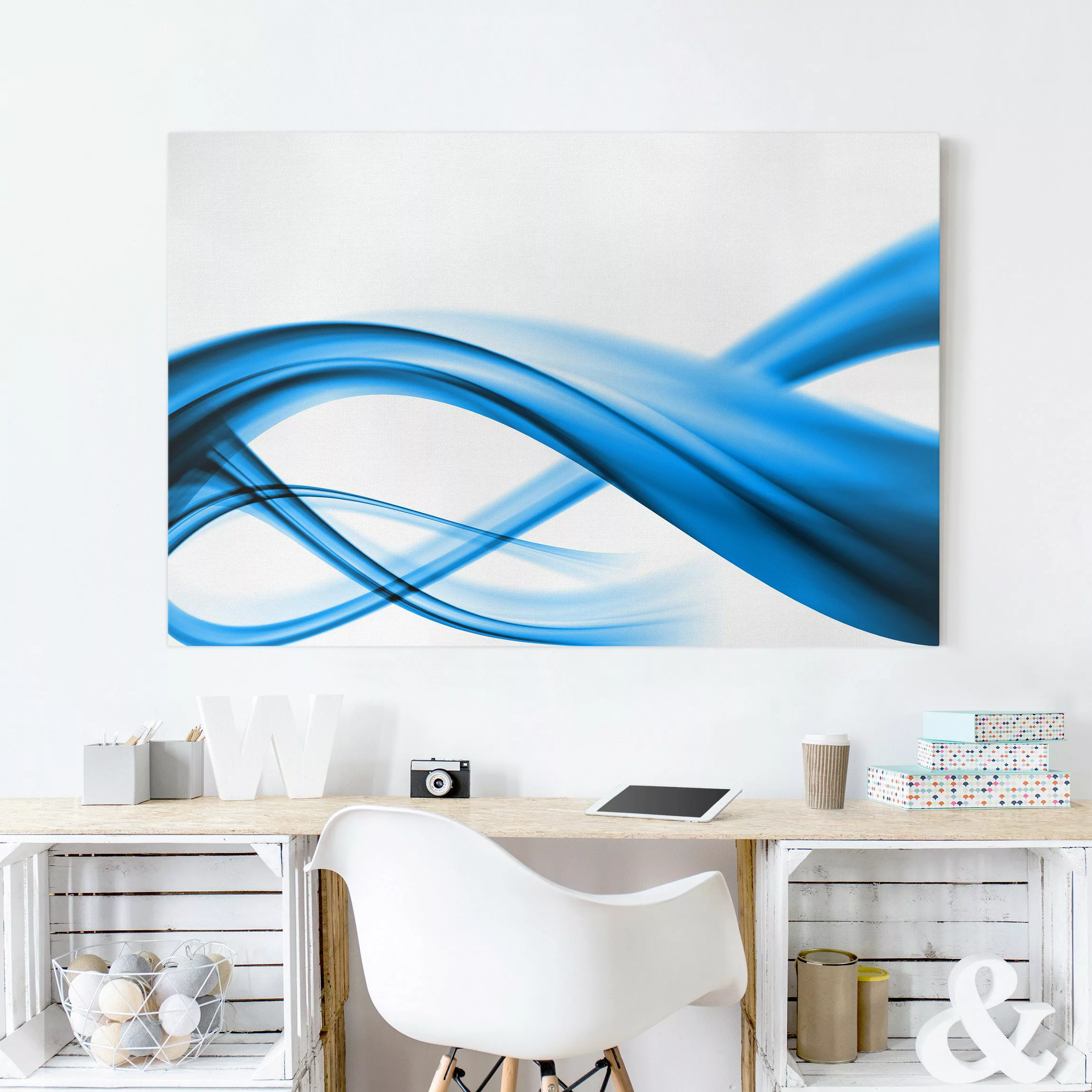 Leinwandbild Abstrakt - Querformat Blue Element günstig online kaufen