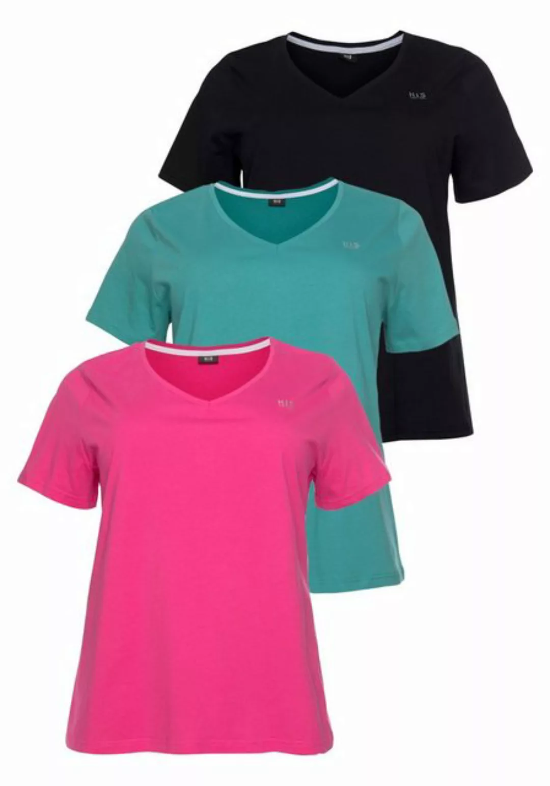 H.I.S T-Shirt Essential-Basics (Spar-Set, 3er-Pack) figurumspielender Schni günstig online kaufen