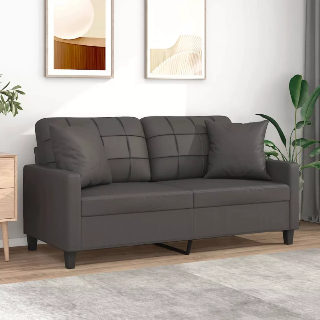 Vidaxl 2-sitzer-sofa Mit Kissen Grau 140 Cm Kunstleder günstig online kaufen
