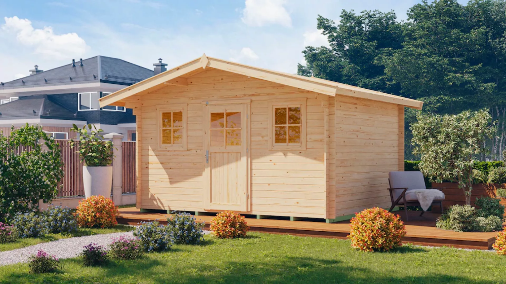 Weka Holz-Gartenhaus Satteldach Unbehandelt 370 cm günstig online kaufen