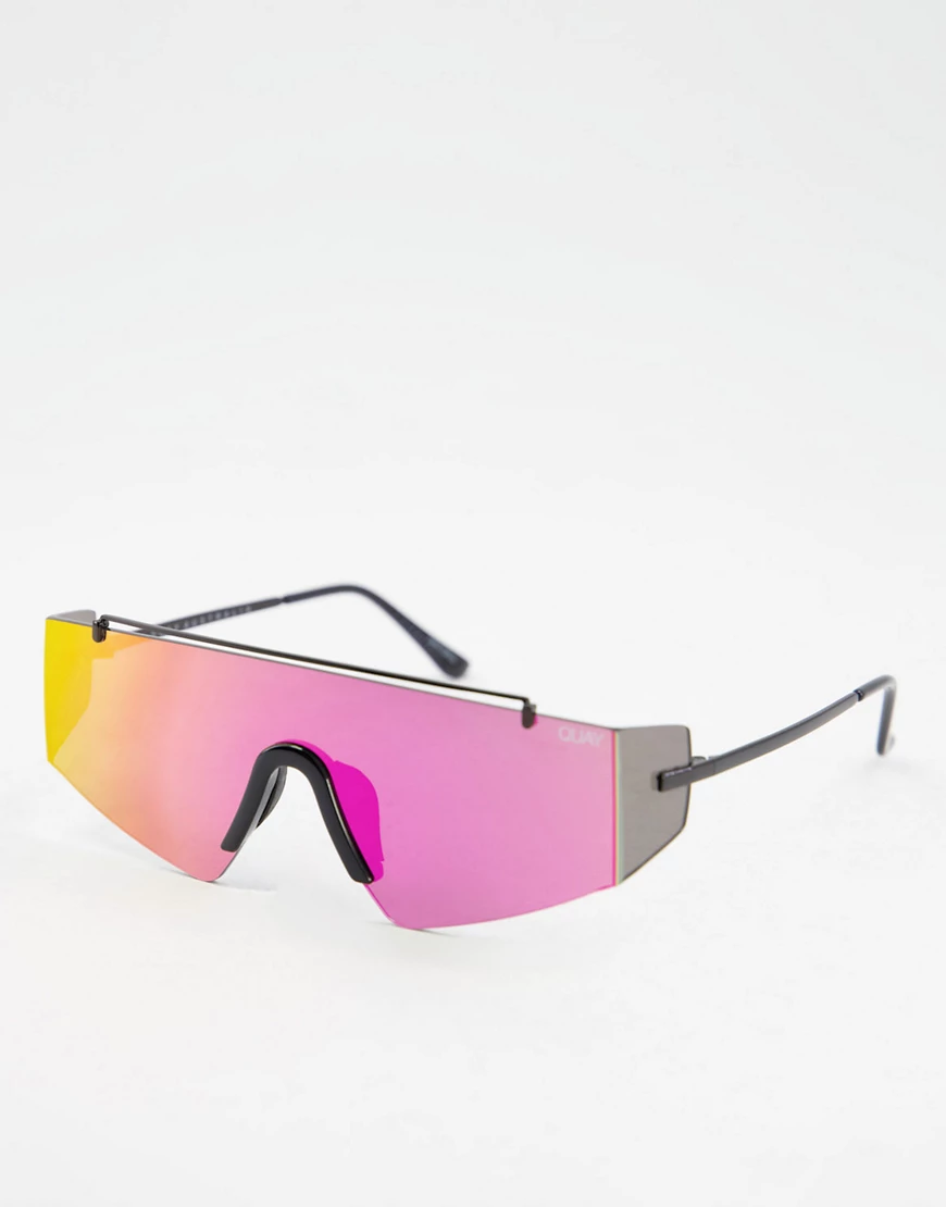 Quay – Visor-Sonnenbrille in Rosa-Schwarz günstig online kaufen