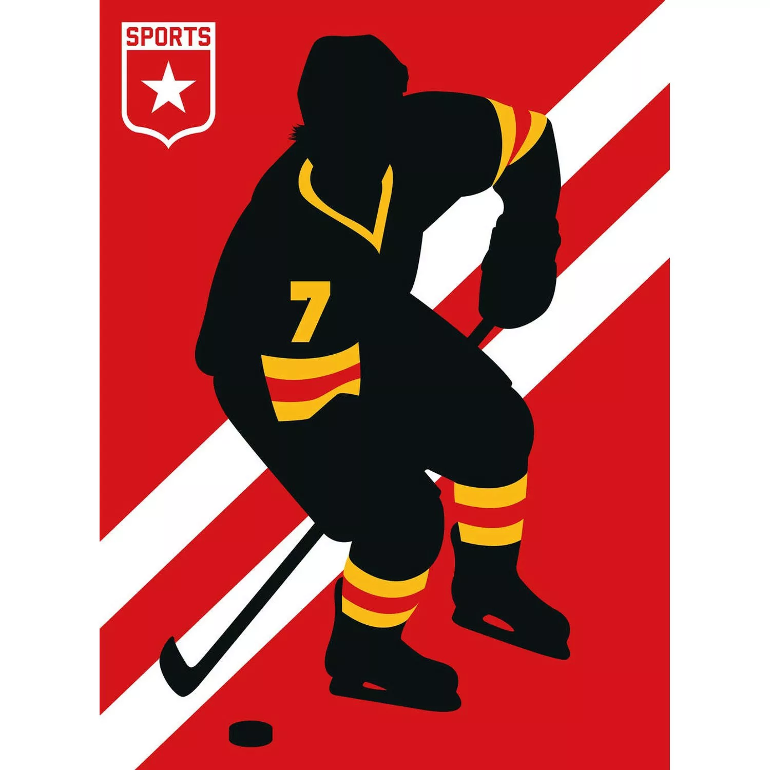 Fototapete Icehockeyspieler Rot Gelb Schwarz Weiß 2,00 m x 2,70 m FSC® günstig online kaufen