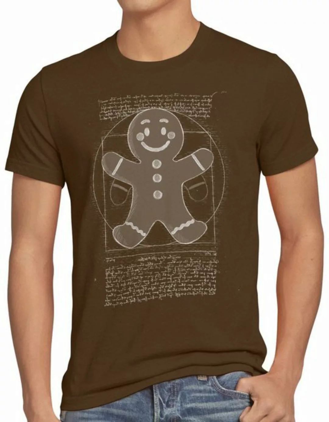 style3 Print-Shirt Herren T-Shirt Vitruvianischer Lebkuchenmann weihnachtsm günstig online kaufen