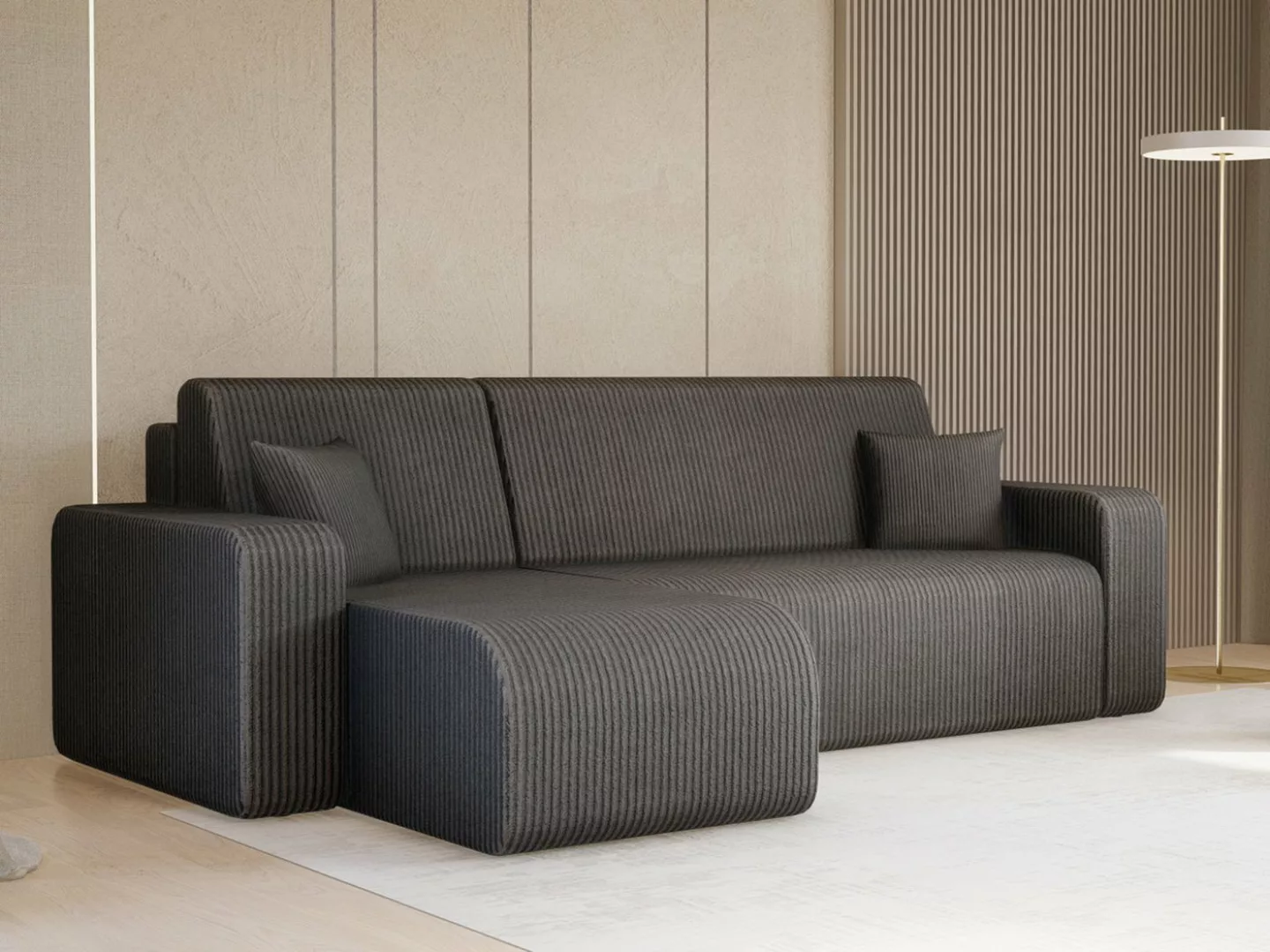 Compleo Ecksofa mit Schlaffunktion und Bettkasten JOLI Cordstoff, Breite: 2 günstig online kaufen