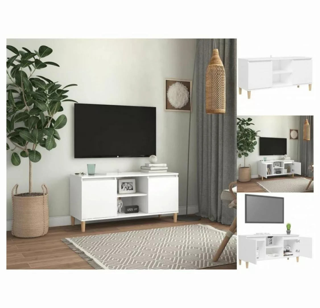 vidaXL TV-Schrank TV-Schrank mit Massivholz-Beinen Weiß 103,5x35x50 cm Lowb günstig online kaufen