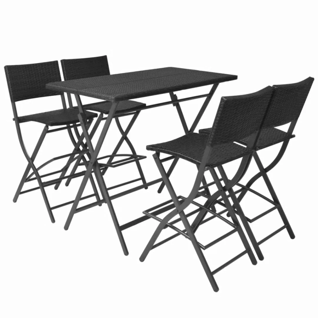 5-tlg. Garten-essgruppe Klappbar Stahl Poly Rattan Schwarz günstig online kaufen