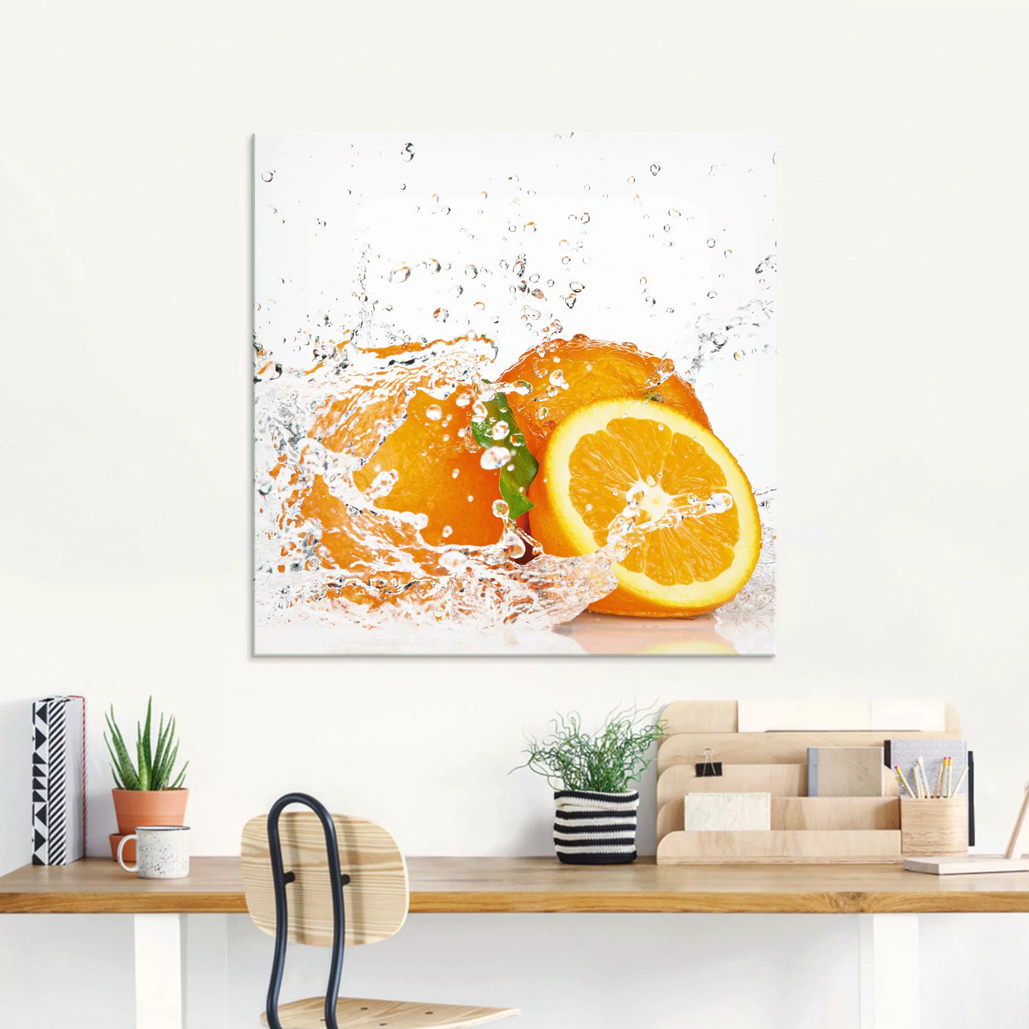 Artland Glasbild »Orange mit Spritzwasser«, Süßspeisen, (1 St.), in verschi günstig online kaufen