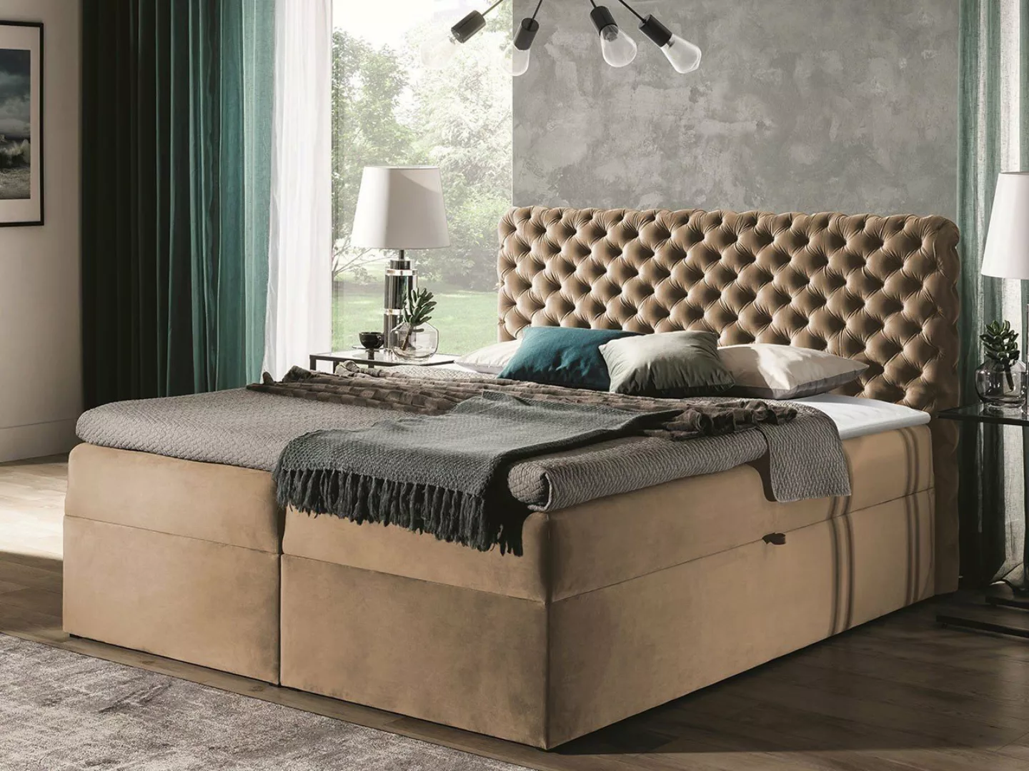 yourhouse24 Boxspringbett Chesterfield mit 2 Bettkästen, Doppelbett mit Bon günstig online kaufen