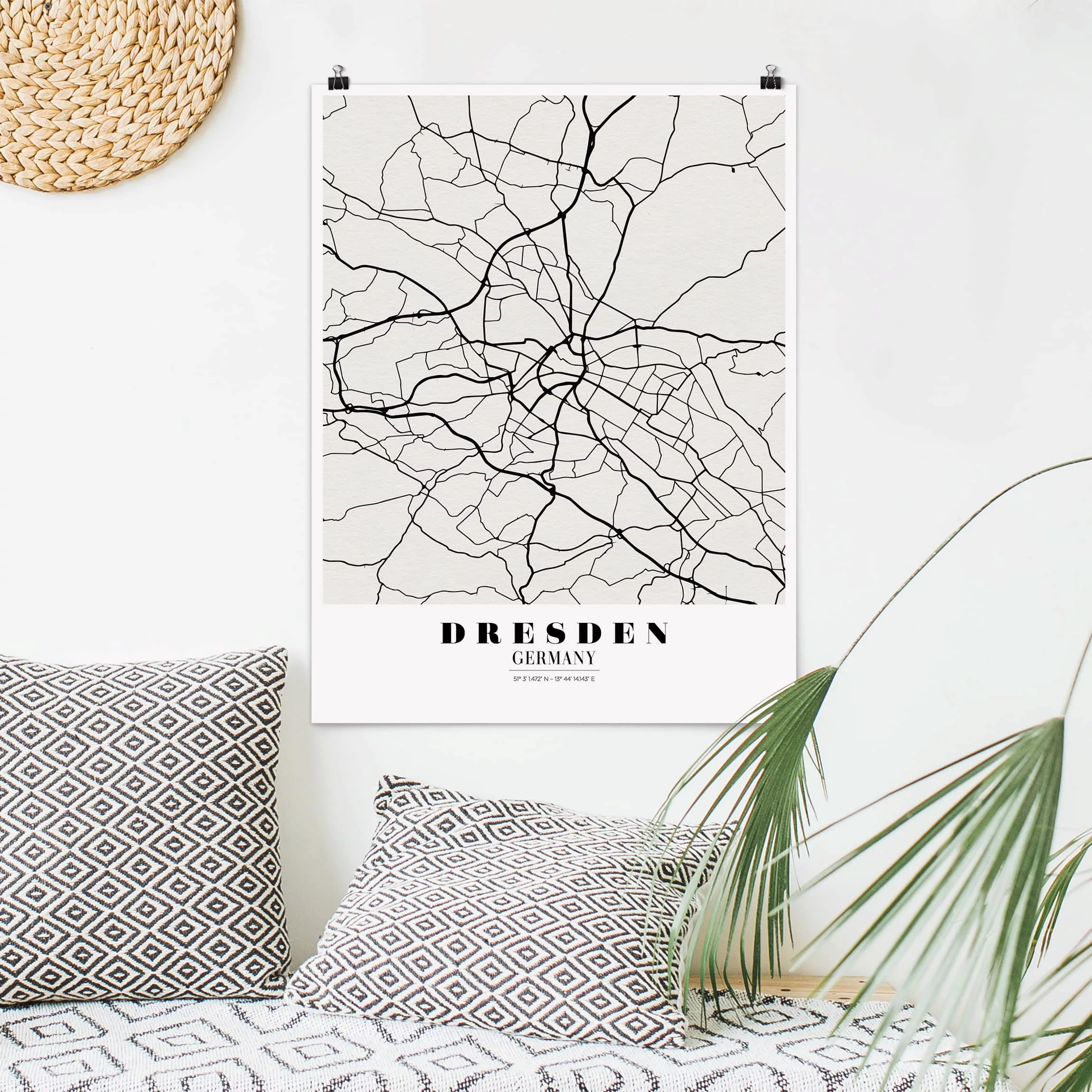 Poster Stadt-, Land- & Weltkarten - Hochformat Stadtplan Dresden - Klassik günstig online kaufen