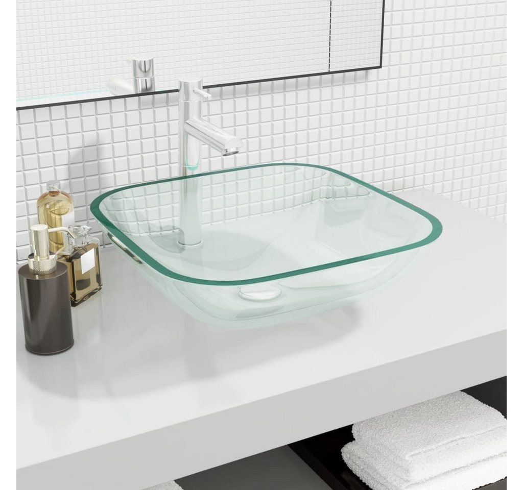 vidaXL Waschbeckenschrank Waschbecken Glas 42x42x14 cm Transparent günstig online kaufen