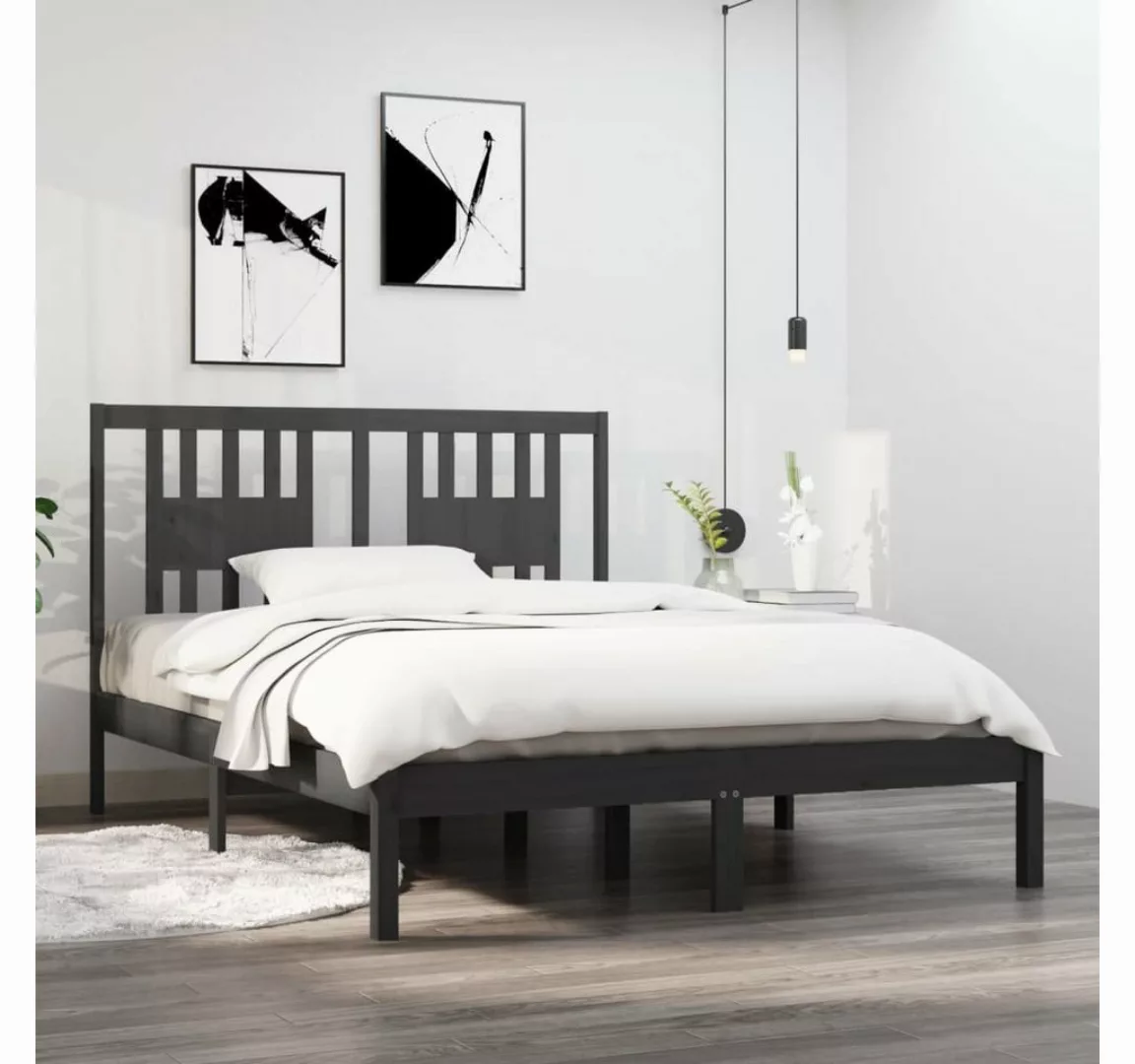 furnicato Bett Massivholzbett Grau Kiefer 120x200 cm günstig online kaufen