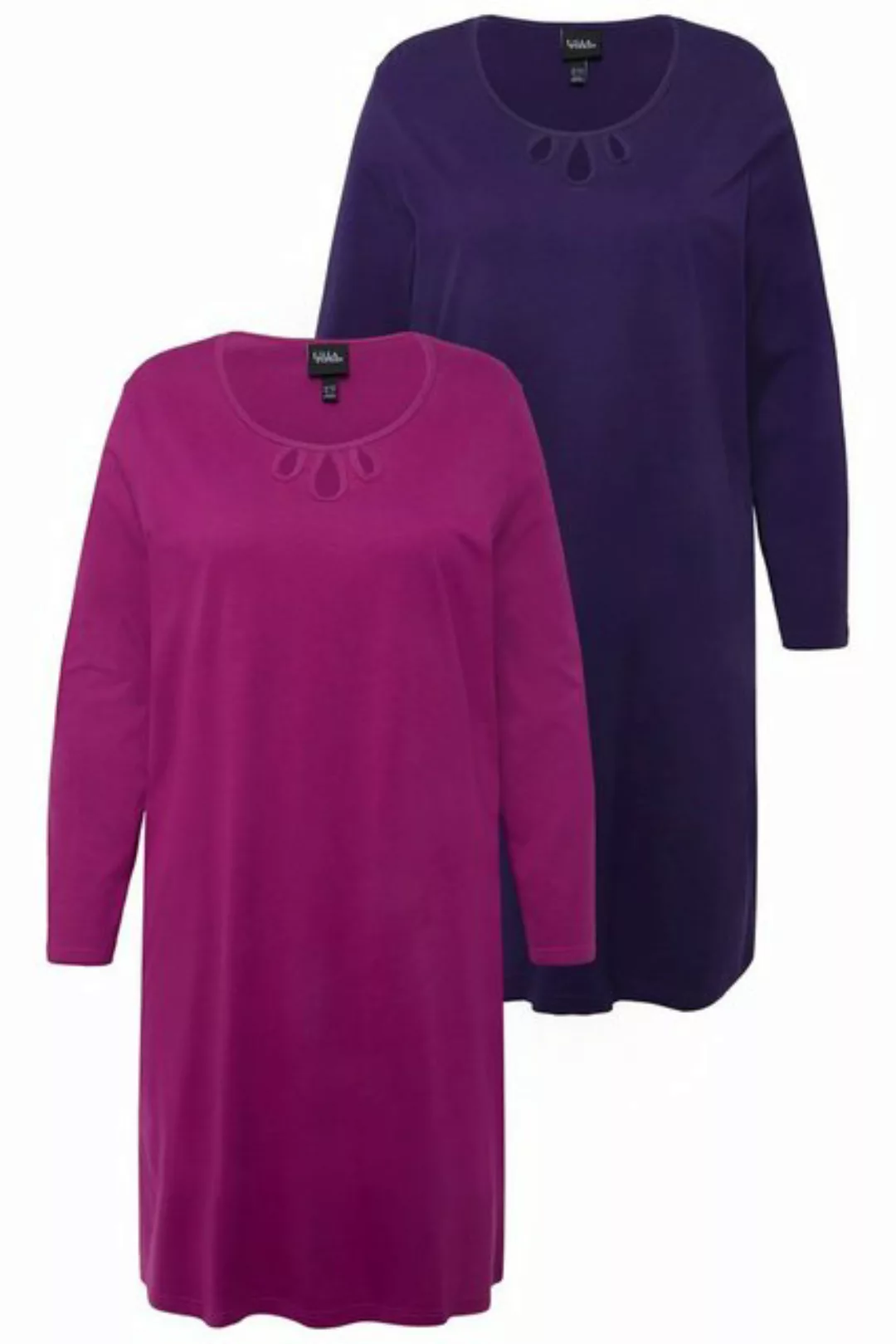 Ulla Popken Bigshirt Bigshirts 2er-Pack Cut-Outs Rundhals Langarm günstig online kaufen