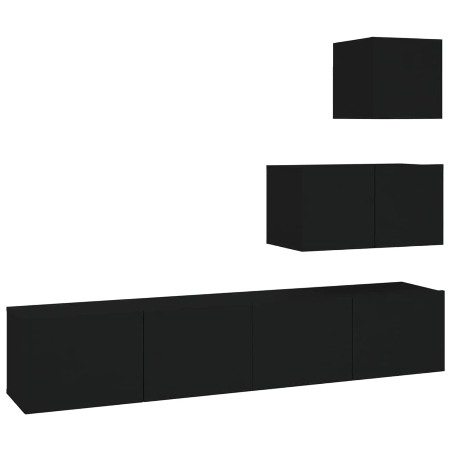 vidaXL 4-tlg. TV-Schrank-Set Schwarz Holzwerkstoff 2 günstig online kaufen