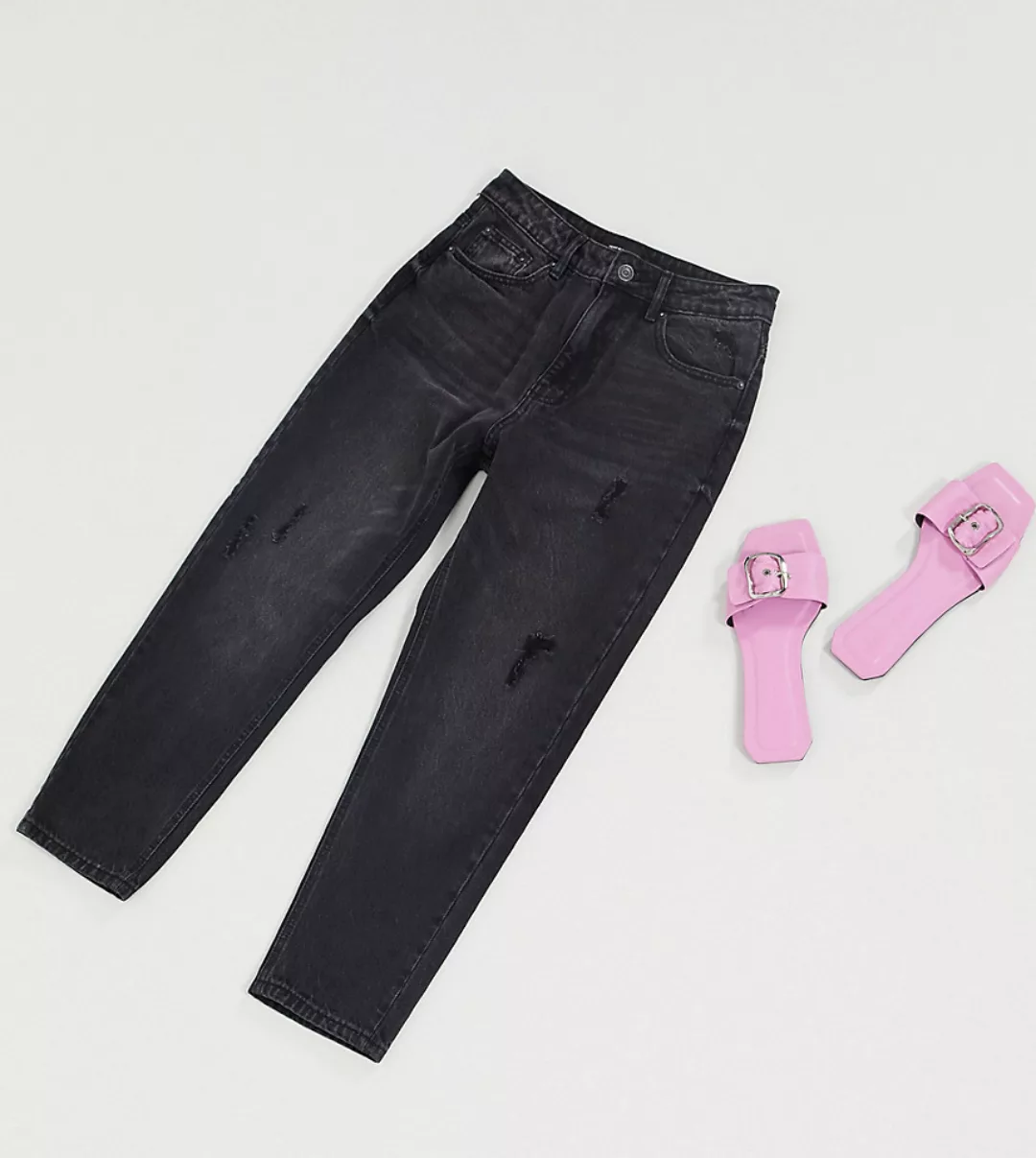 Vero Moda Petite – Schwarze Mom-Jeans mit hohem Taillenbund günstig online kaufen