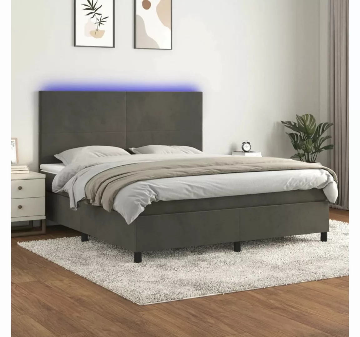 vidaXL Boxspringbett Boxspringbett mit Matratze & LED Samt (180 x 200 cm, D günstig online kaufen