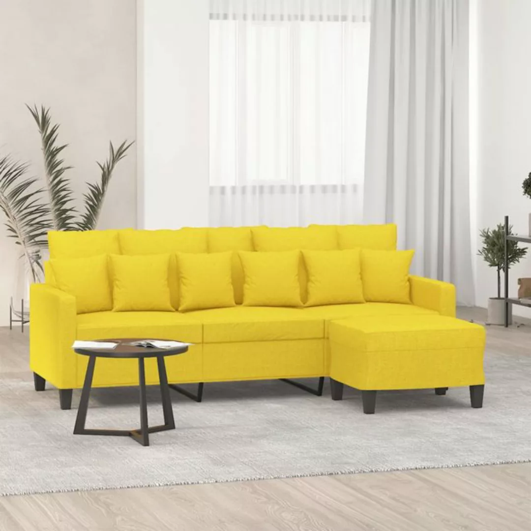 vidaXL Sofa 3-Sitzer-Sofa mit Hocker 180 cm Stoff, Hellgrau günstig online kaufen