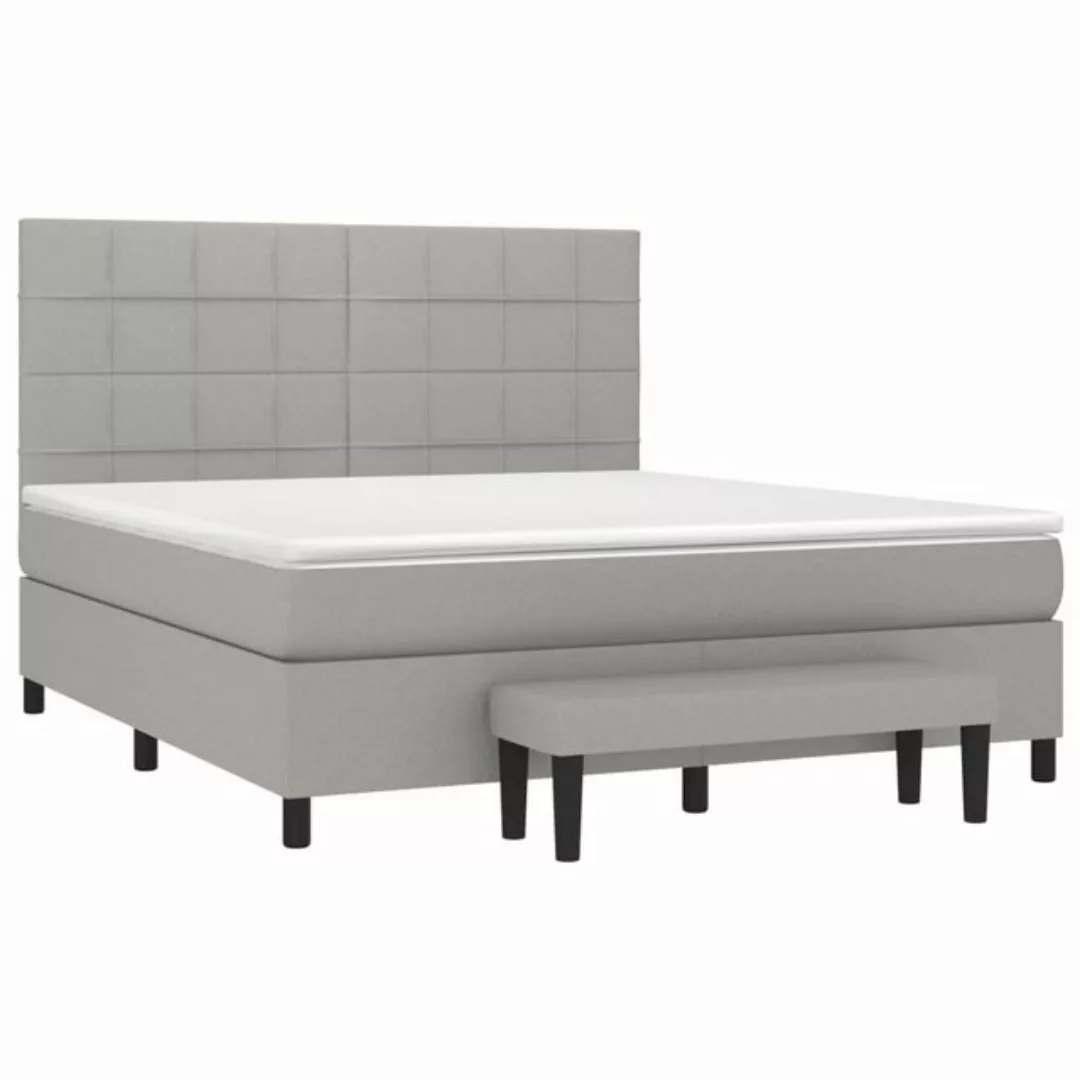 furnicato Bett Boxspringbett mit Matratze Hellgrau 180x200 cm Stoff (1-tlg) günstig online kaufen