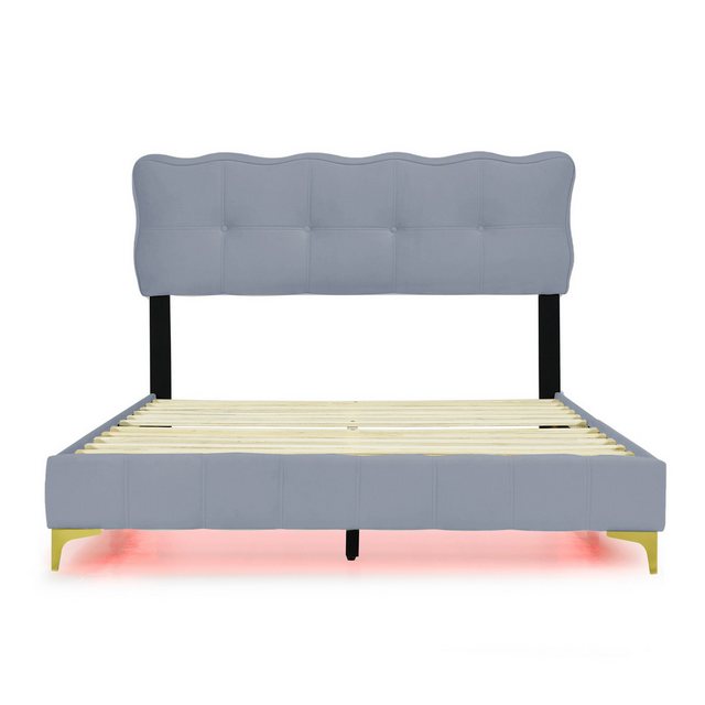 IDEASY Polsterbett Doppelbett, Plattformbett, 140 x 200 cm, (LED-Leuchten ( günstig online kaufen