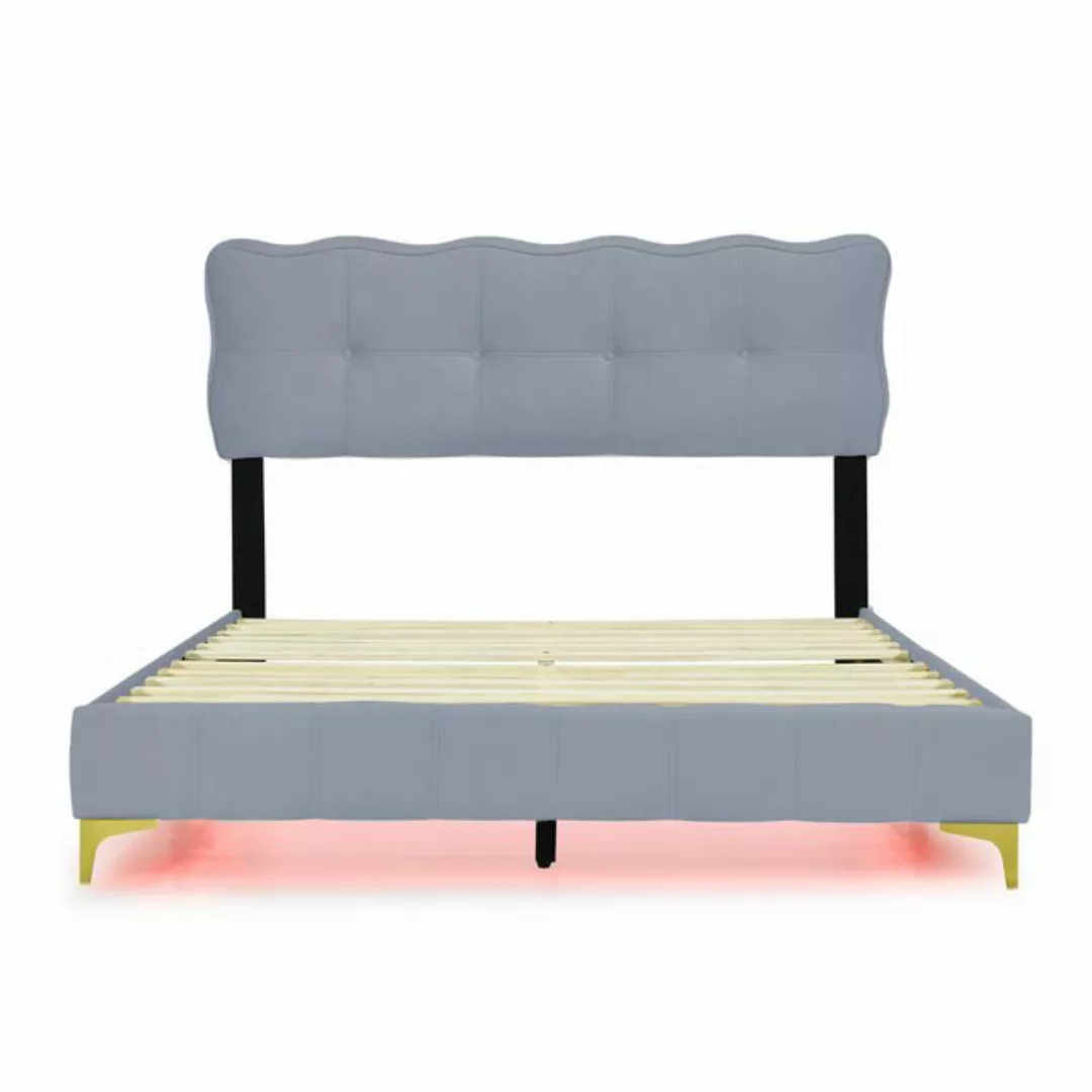 IDEASY Polsterbett Doppelbett, Plattformbett, 140 x 200 cm, (LED-Leuchten ( günstig online kaufen