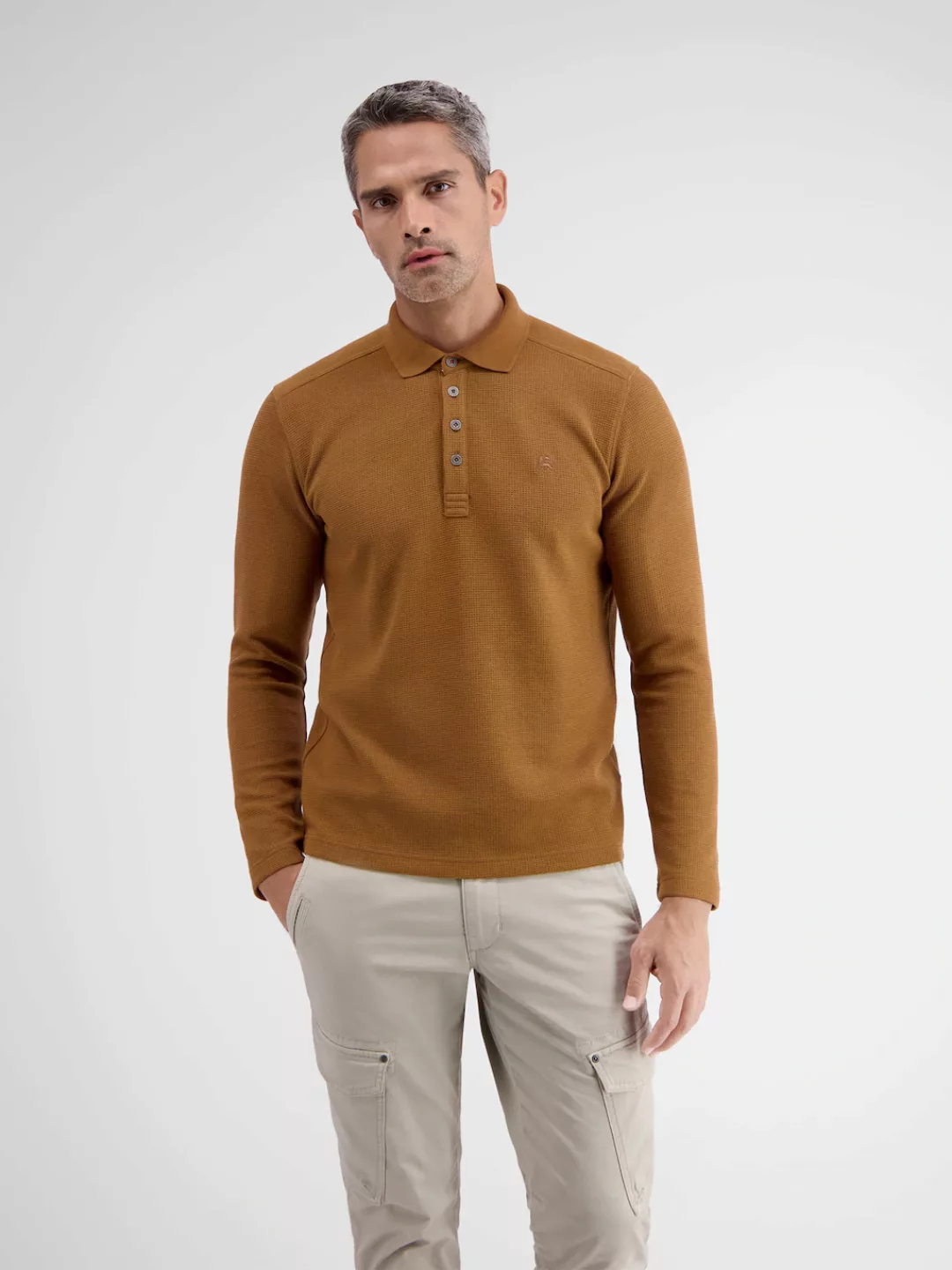 LERROS Sweatshirt "LERROS Langarmpolo, unifarbenes Waffelpiqué" günstig online kaufen