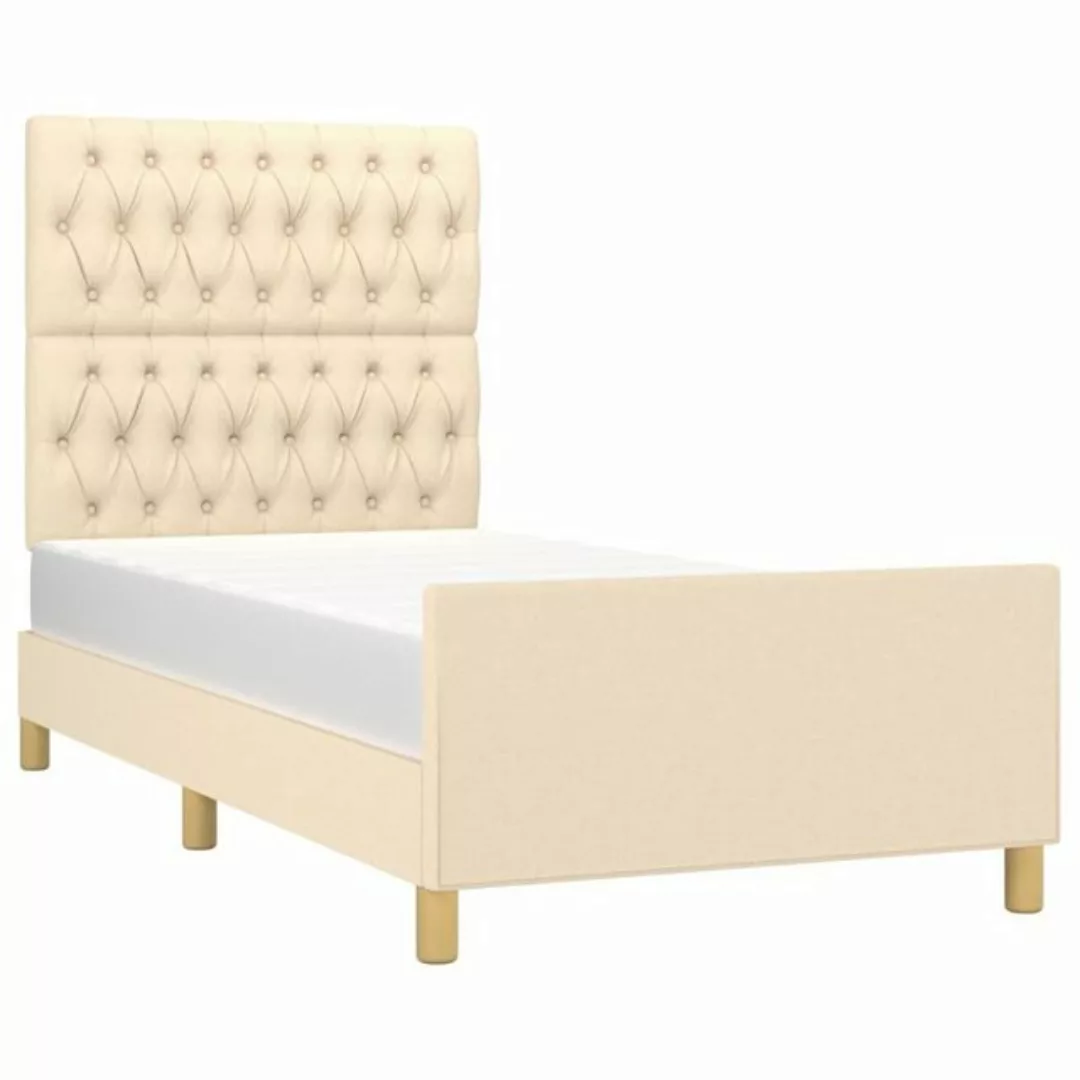 vidaXL Bett Bettgestell mit Kopfteil Creme 90x190 cm Stoff günstig online kaufen