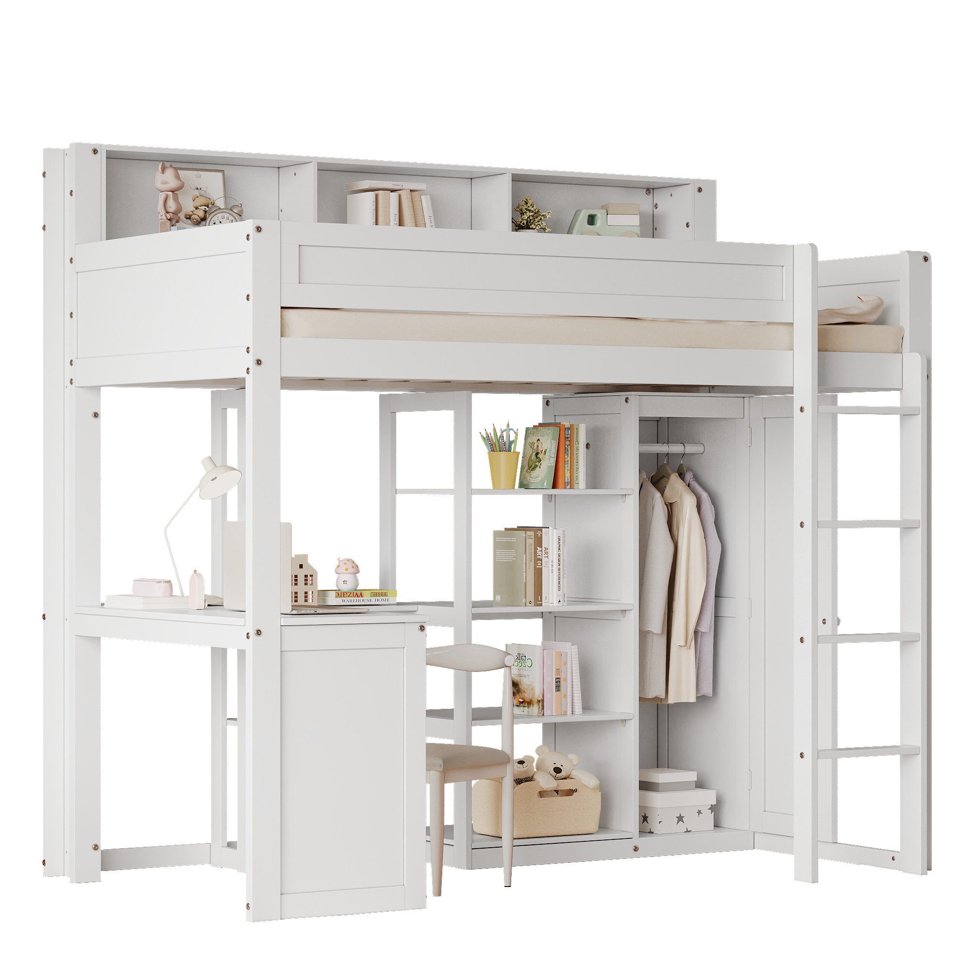 TavilaEcon Hochbett Kinderbett Jugendbett mit Tisch günstig online kaufen