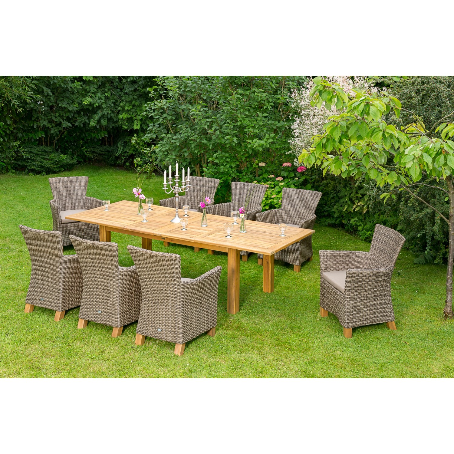 Merxx Toskana Set 17-tlg. Doppel-Gartentisch Ausziehbar 180/260 x 100 cm günstig online kaufen