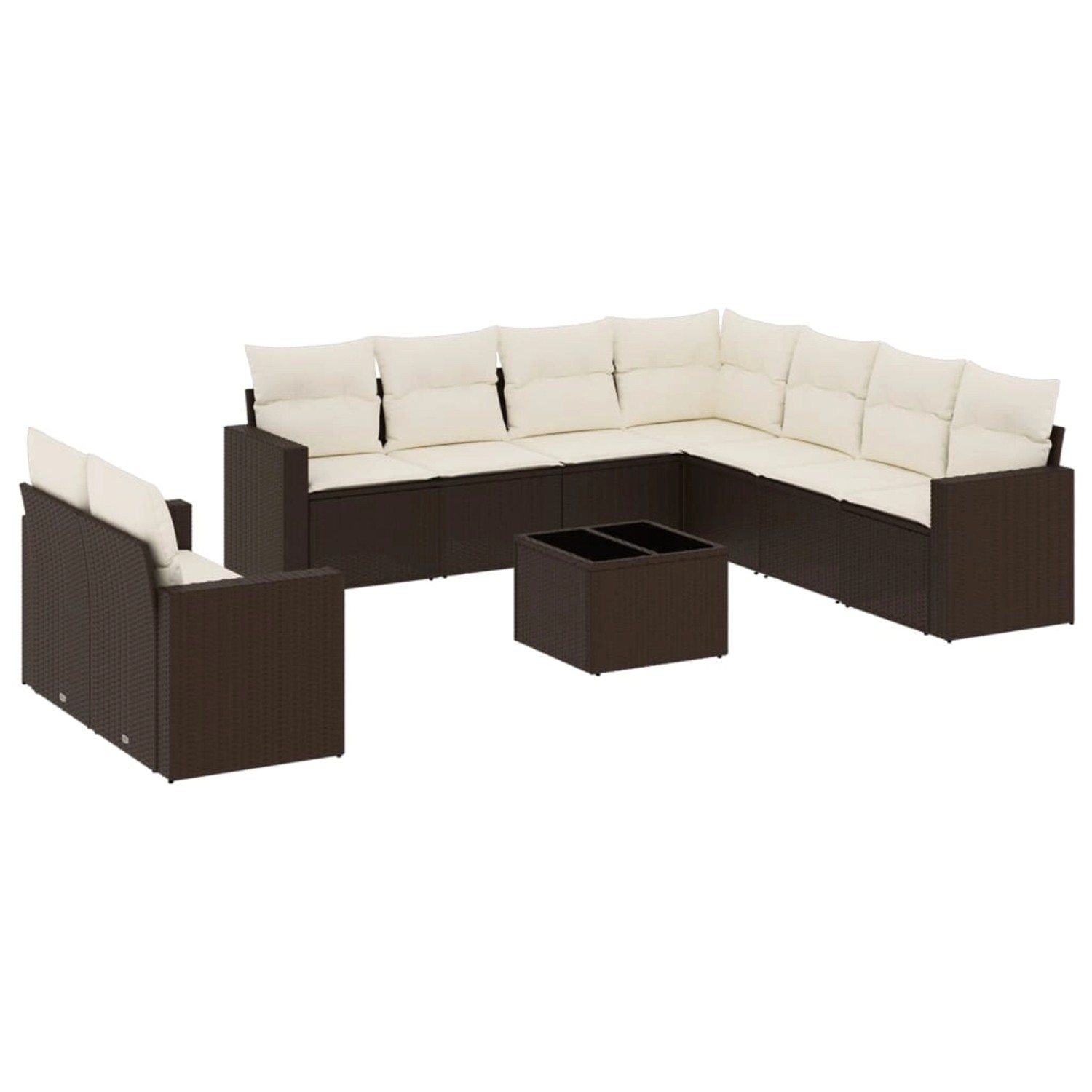 vidaXL 10-Tlg Garten-Sofagarnitur mit Kissen Braun Poly Rattan 3219153 günstig online kaufen