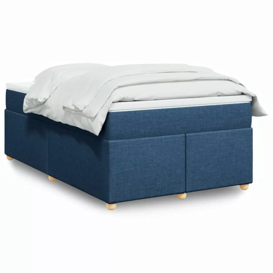 vidaXL Boxspringbett, Boxspringbett mit Matratze Blau 120x200 cm Stoff günstig online kaufen