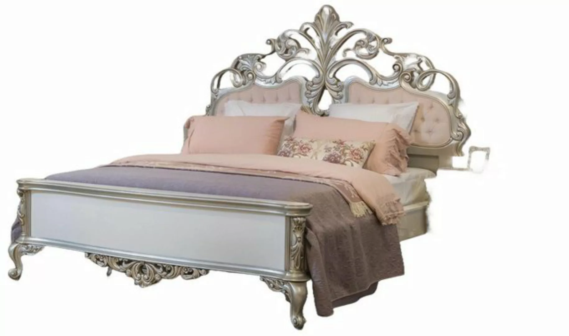 JVmoebel Bett, Bett Möbel Silber Rosa Schlafzimmer Möbel Design Betten Luxu günstig online kaufen