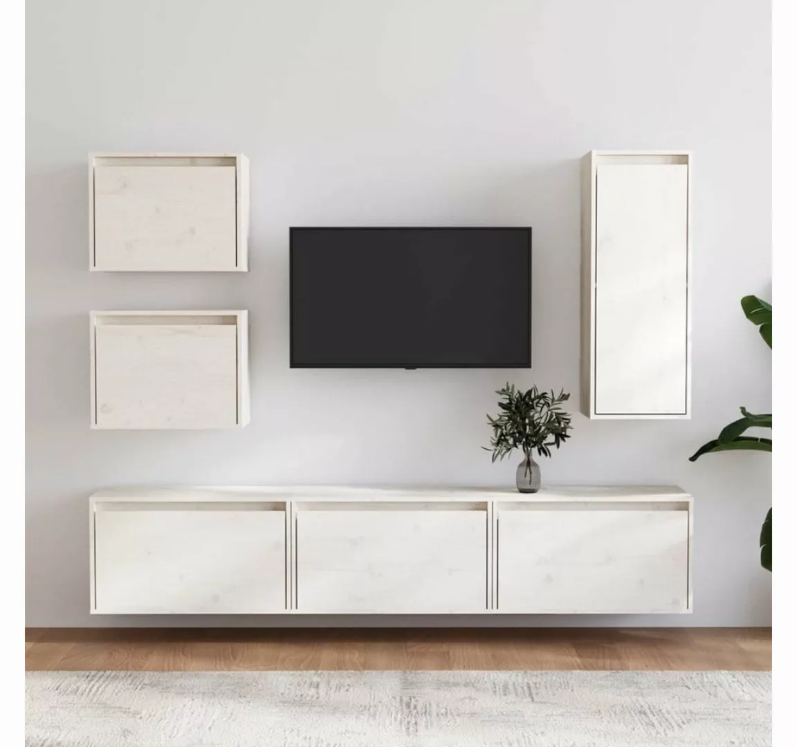 vidaXL TV-Schrank TV-Schränke 6 Stk Weiß Massivholz Kiefer Lowboard Lowboar günstig online kaufen